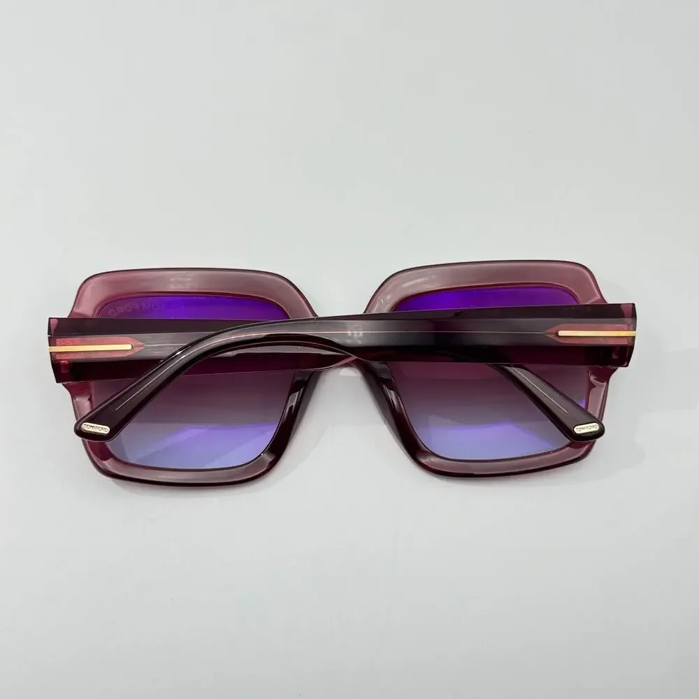 Tom Ford Sunglasses Kaya TF1082 66Y Shiny Dark Red Square Violet Gradient Lens